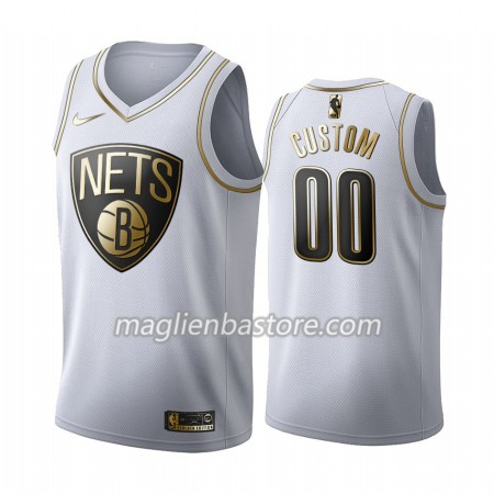 Maglia NBA Brooklyn Nets Personalizzate Nike 2019-20 Bianco Golden Edition Swingman - Uomo